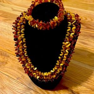 1930’s Early Plastic Beads Vintage Necklace/Bracelet Set. Summer Into Fall.